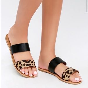 NWOT lulus leopard slide sandals